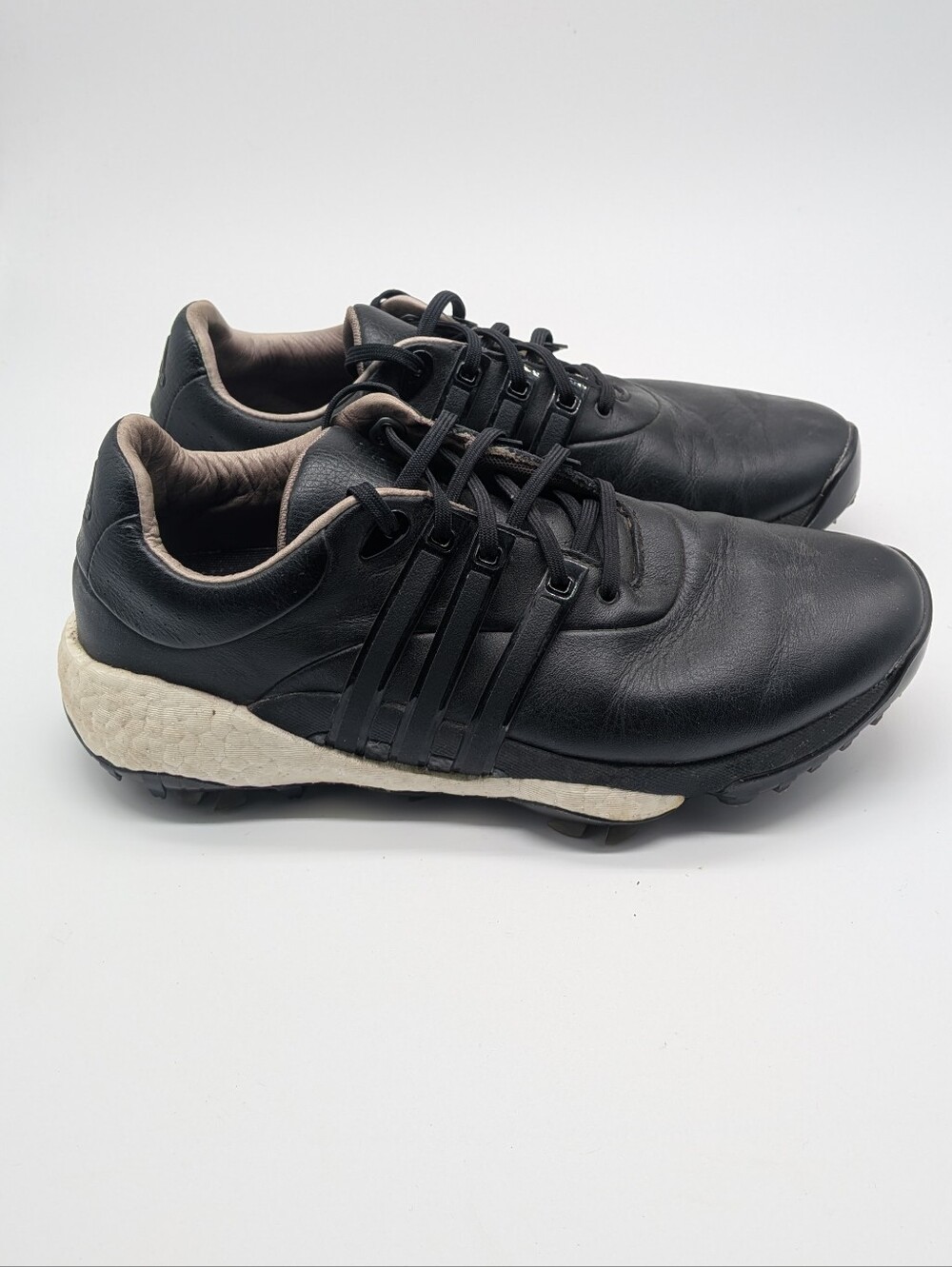 adidas Tour360 22 Black Leather Golf Shoes Men's Size 8